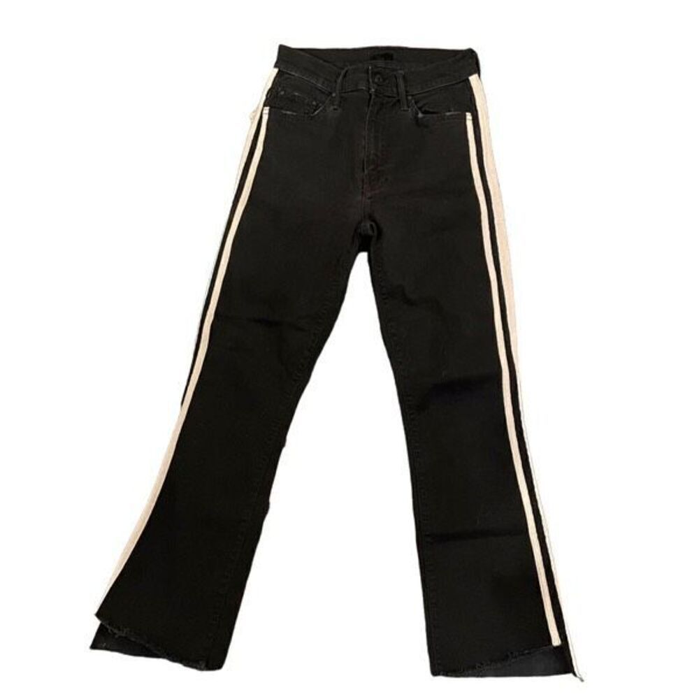 Mother Denim Womens Insider Crop Step Fray Jeans 25 Black Guilty Racer